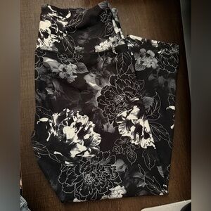Floral Black and White Leggings